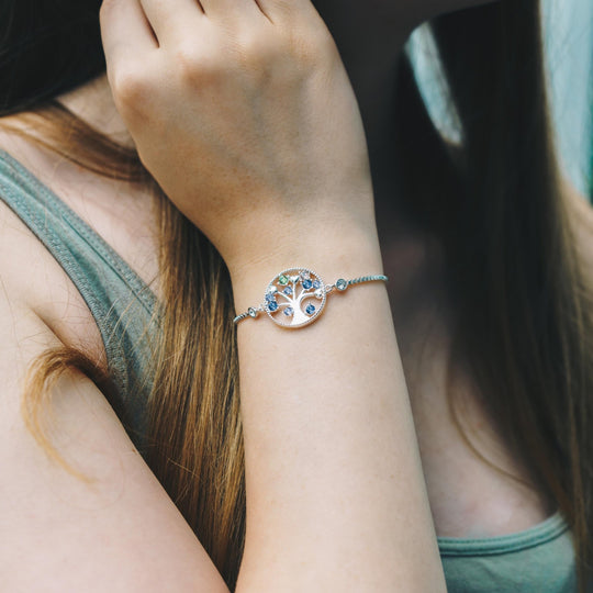 Silver Plated Chakra Tree of Life Set Created with Zircondia® Crystals - Philip Jones Jewellery