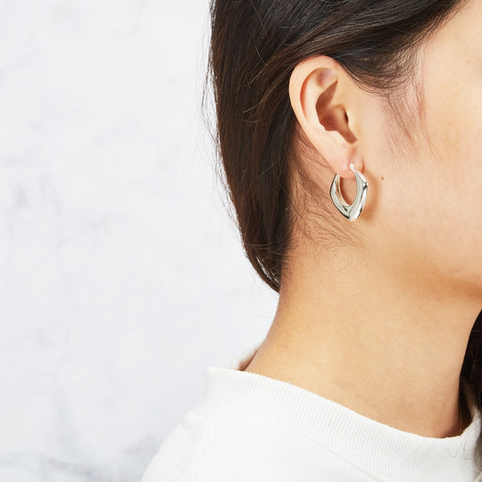 Silver Plated Chunky Hoop Earrings - Philip Jones Jewellery