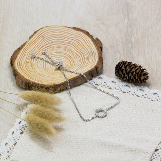 Silver Plated Circle of Life Friendship Bracelet Created with Zircondia® Crystals - Philip Jones Jewellery