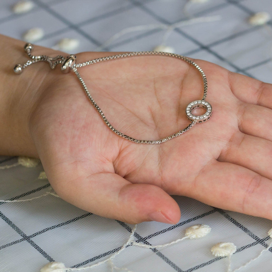 Silver Plated Circle of Life Friendship Bracelet Created with Zircondia® Crystals - Philip Jones Jewellery
