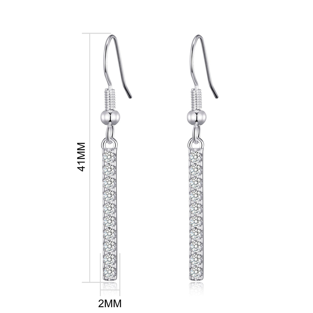 Silver Plated Crystal Bar Drop Earrings Created with Zircondia® Crystals - Philip Jones Jewellery