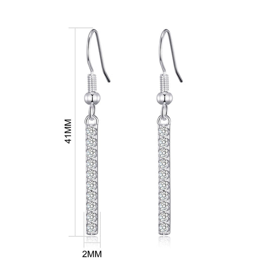 Silver Plated Crystal Bar Drop Earrings Created with Zircondia® Crystals - Philip Jones Jewellery