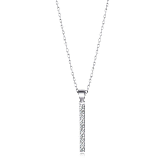 Silver Plated Crystal Bar Drop Necklace Created with Zircondia® Crystals - Philip Jones Jewellery