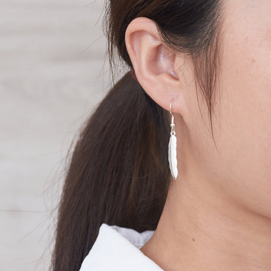 Silver Plated Feather Earrings - Philip Jones Jewellery