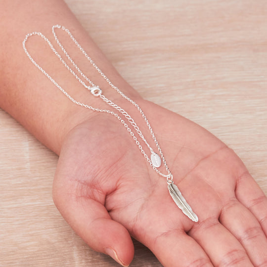 Silver Plated Feather Necklace - Philip Jones Jewellery
