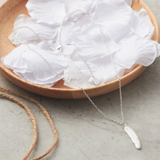 Silver Plated Feather Necklace - Philip Jones Jewellery