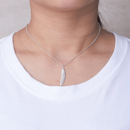 Silver Plated Feather Necklace - Philip Jones Jewellery