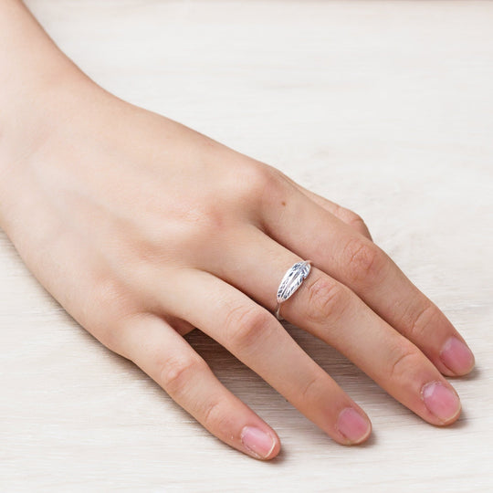 Silver Plated Feather Ring - Philip Jones Jewellery