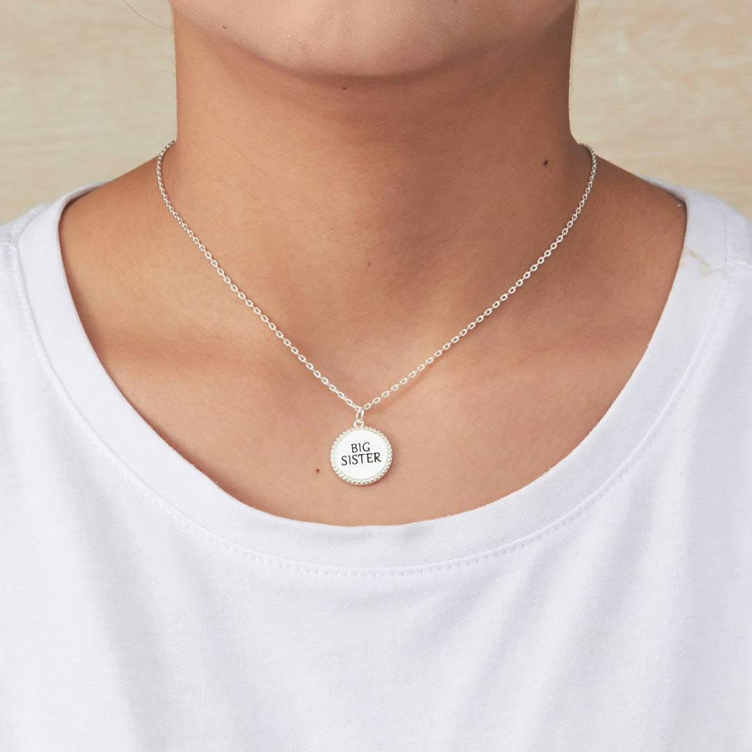 Silver Plated Filigree Disc Big Sister Necklace - Philip Jones Jewellery