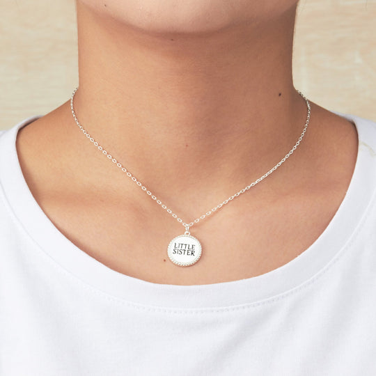 Silver Plated Filigree Disc Little Sister Necklace - Philip Jones Jewellery