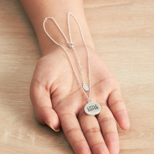 Silver Plated Filigree Disc Little Sister Necklace - Philip Jones Jewellery