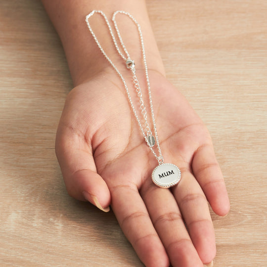 Silver Plated Filigree Disc Mum Necklace - Philip Jones Jewellery