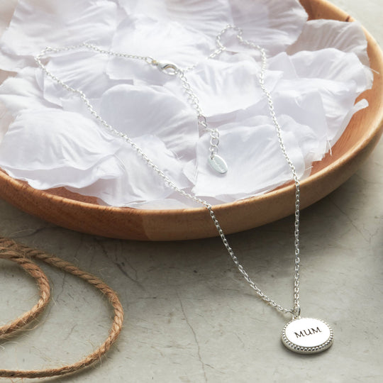 Silver Plated Filigree Disc Mum Necklace - Philip Jones Jewellery