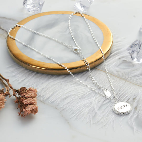 Silver Plated Filigree Disc Sister Necklace - Philip Jones Jewellery