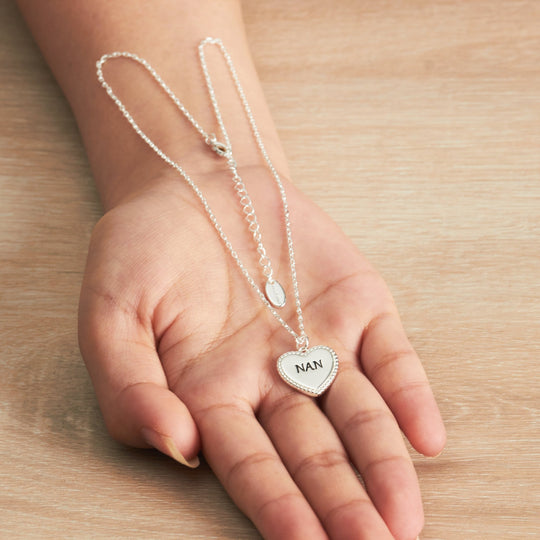 Silver Plated Filigree Heart Nan Necklace - Philip Jones Jewellery