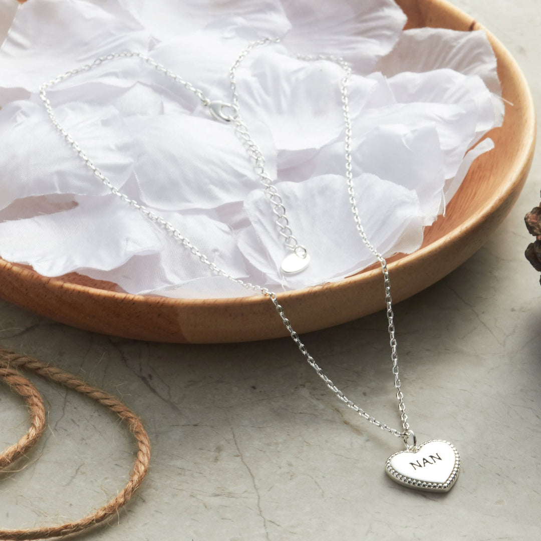 Silver Plated Filigree Heart Nan Necklace - Philip Jones Jewellery