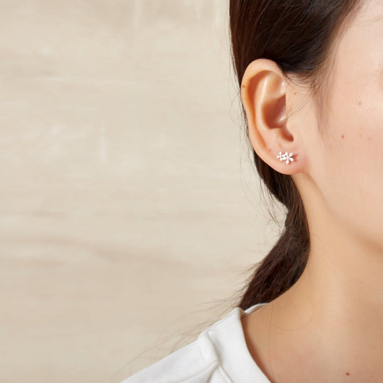 Silver Plated Flower Earrings Created with Zircondia® Crystals - Philip Jones Jewellery