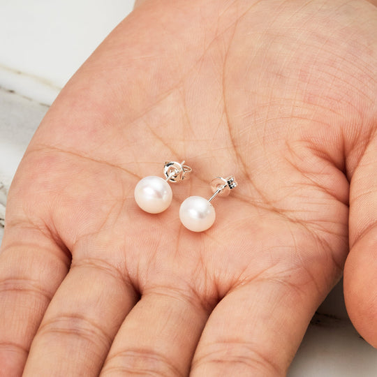 Silver Plated Freshwater Pearl Earrings - Philip Jones Jewellery