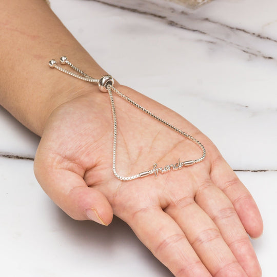 Silver Plated Friend Bracelet Created with Zircondia® Crystals - Philip Jones Jewellery