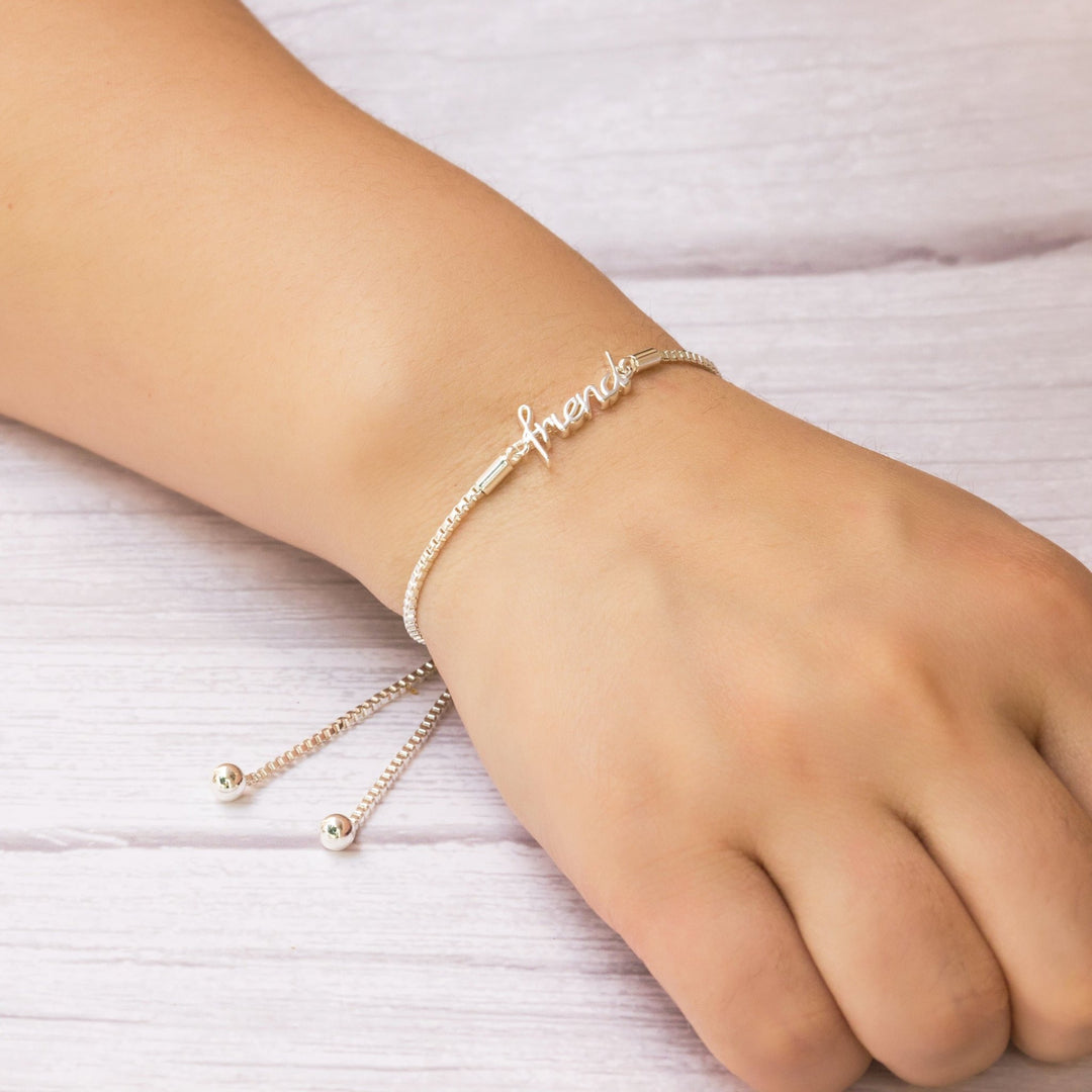 Silver Plated Friend Bracelet Created with Zircondia® Crystals - Philip Jones Jewellery