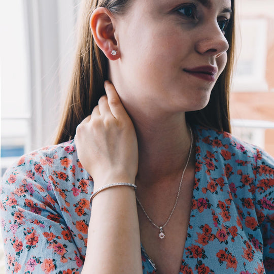 Silver Plated Friendship Set Created with Zircondia® Crystals - Philip Jones Jewellery