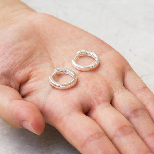 Silver Plated Hoop Earrings - Philip Jones Jewellery