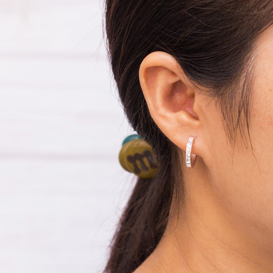 Silver Plated Hoop Earrings Created with Zircondia® Crystals - Philip Jones Jewellery