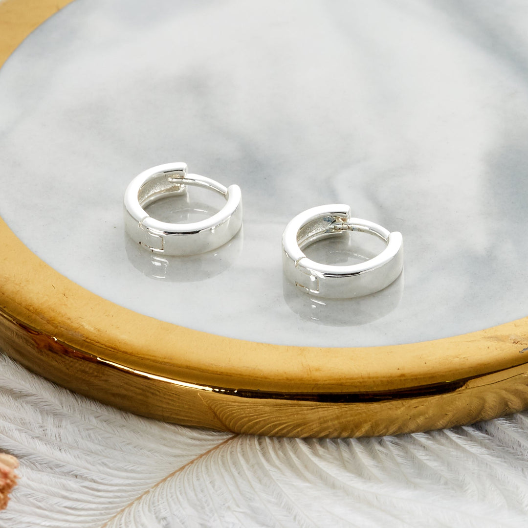 Silver Plated Huggie Earrings - Philip Jones Jewellery