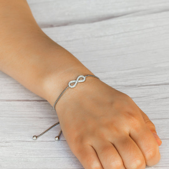 Silver Plated I Couldn't Say I Do Without You Infinity Friendship Bracelet with Zircondia® Crystals - Philip Jones Jewellery