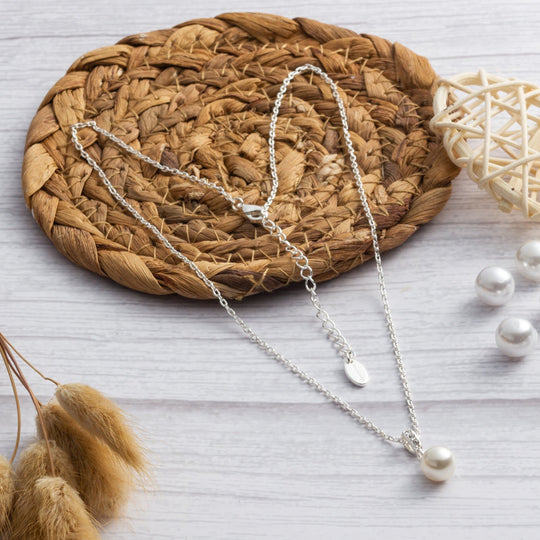 Silver Plated I Couldn't Say I Do Without You Pearl Drop Necklace Created with Zircondia® Crystals - Philip Jones Jewellery