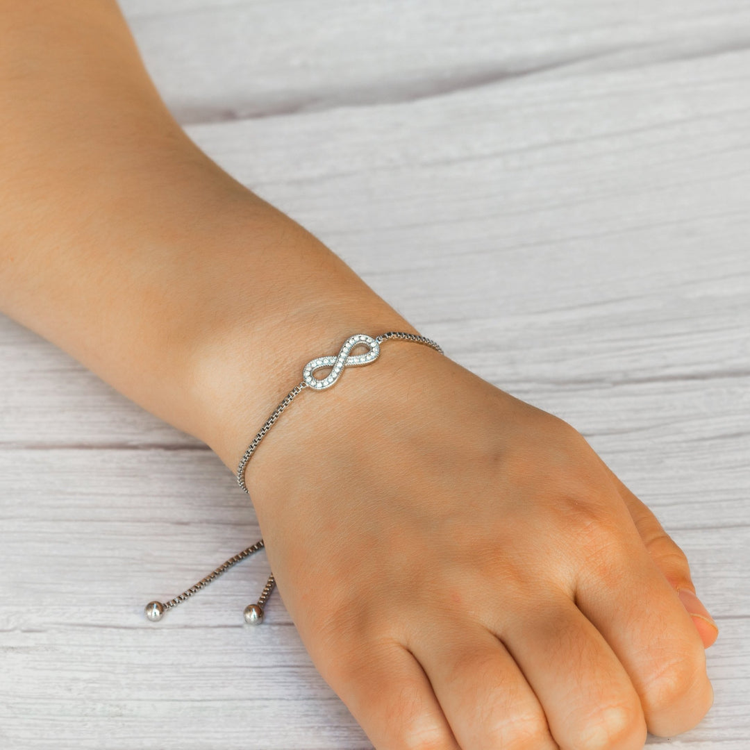 Silver Plated Infinity Friendship Set Created with Zircondia® Crystals - Philip Jones Jewellery