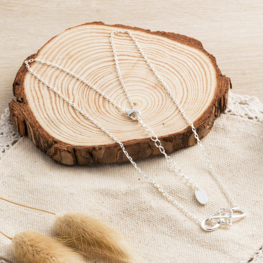 Silver Plated Infinity Heart Necklace Created with Zircondia® Crystals - Philip Jones Jewellery