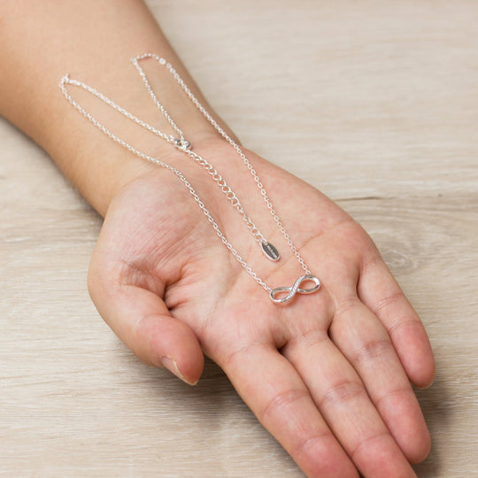Silver Plated Infinity Pendant Necklace Created with Zircondia® Crystals - Philip Jones Jewellery