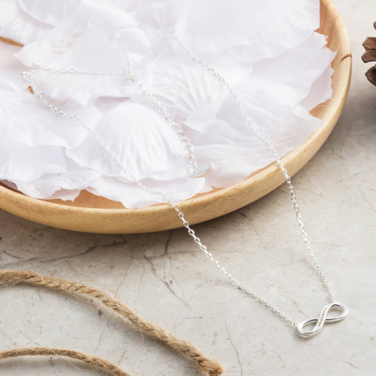 Silver Plated Infinity Pendant Necklace Created with Zircondia® Crystals - Philip Jones Jewellery