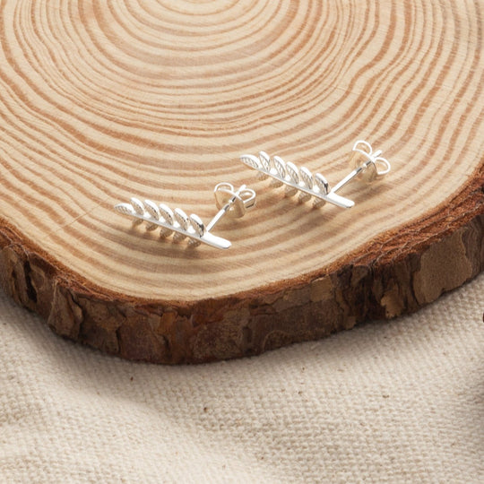 Silver Plated Leaf Earrings - Philip Jones Jewellery