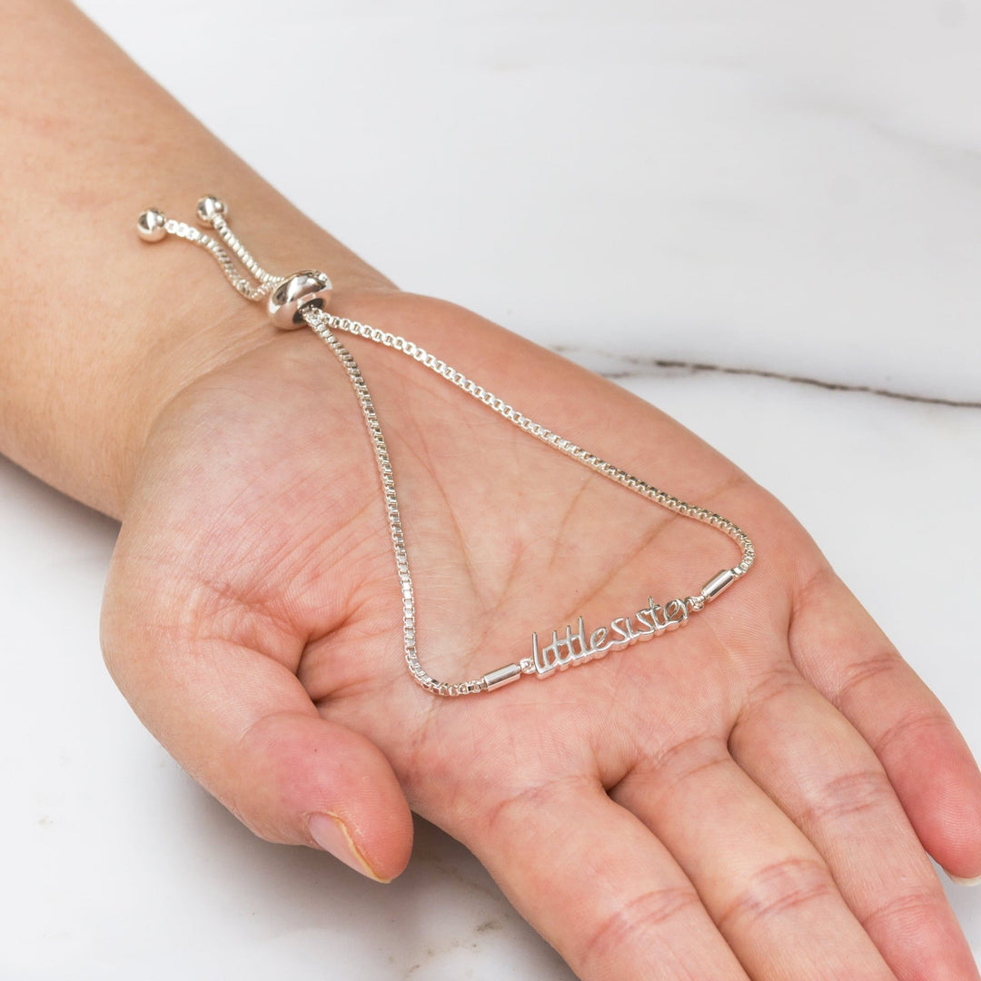 Silver Plated Little Sister Bracelet Created with Zircondia® Crystals - Philip Jones Jewellery