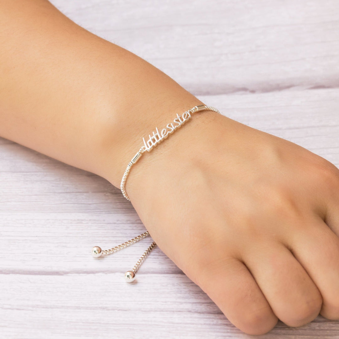 Silver Plated Little Sister Bracelet Created with Zircondia® Crystals - Philip Jones Jewellery