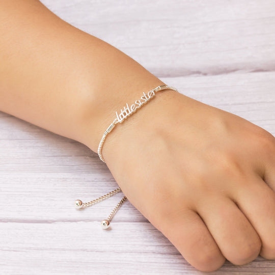 Silver Plated Little Sister Bracelet Created with Zircondia® Crystals - Philip Jones Jewellery