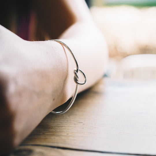 Silver Plated Love Knot Cuff Bangle - Philip Jones Jewellery