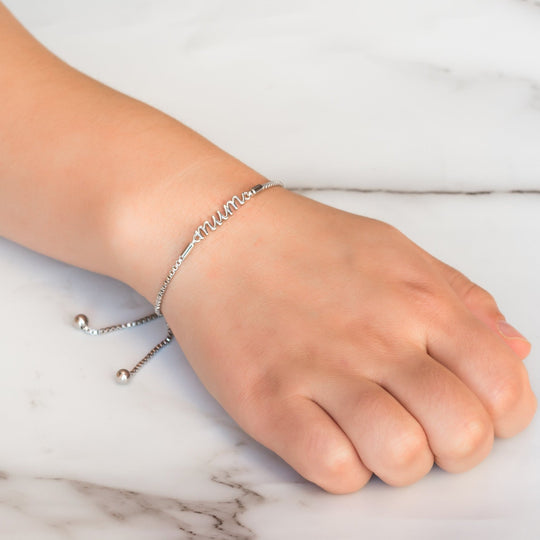 Silver Plated Mum Bracelet Created with Zircondia® Crystals - Philip Jones Jewellery