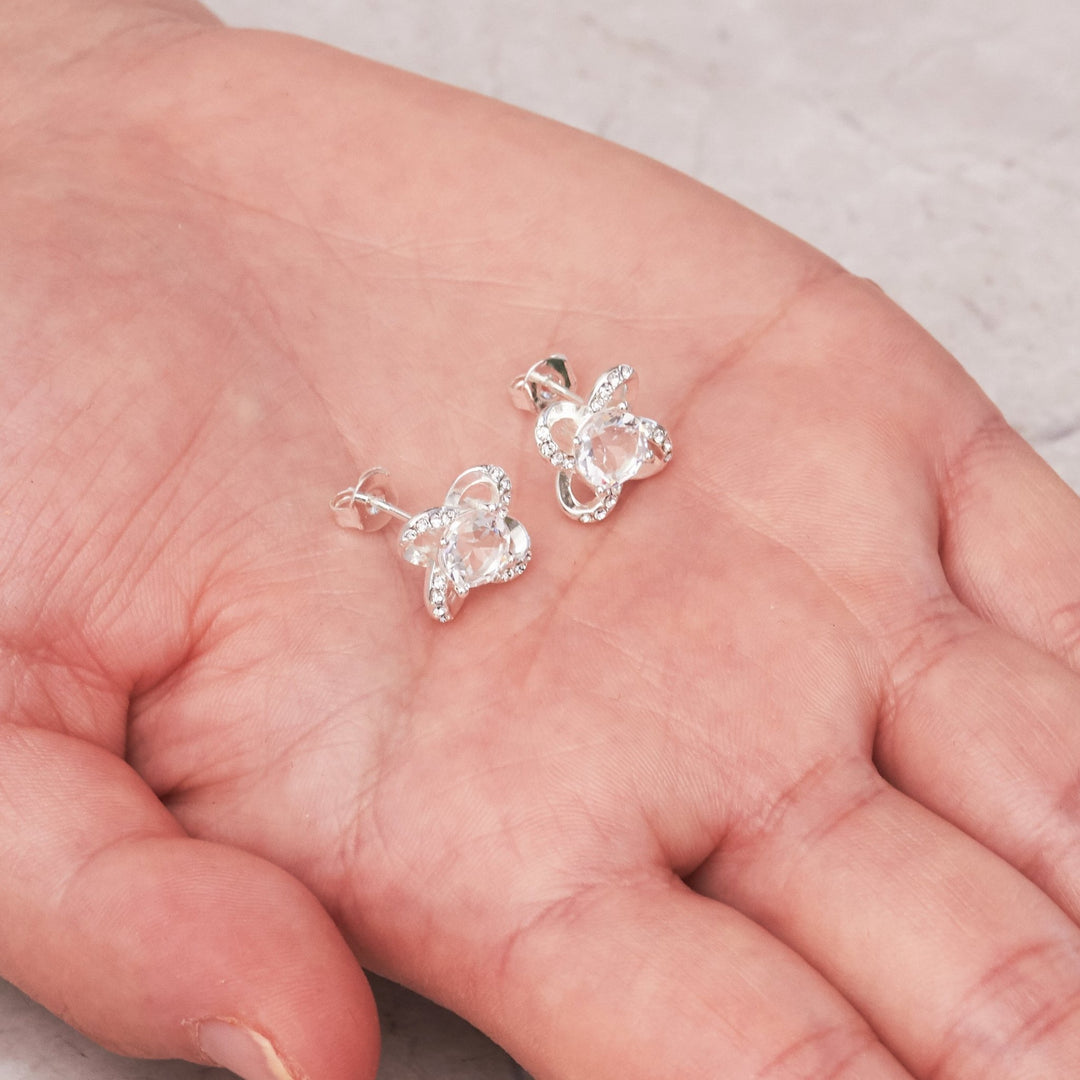 Silver Plated Orbit Earrings Created with Zircondia® Crystals - Philip Jones Jewellery