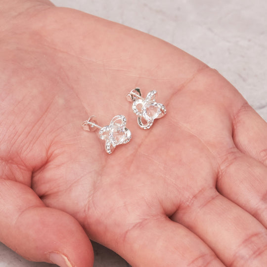 Silver Plated Orbit Earrings Created with Zircondia® Crystals - Philip Jones Jewellery