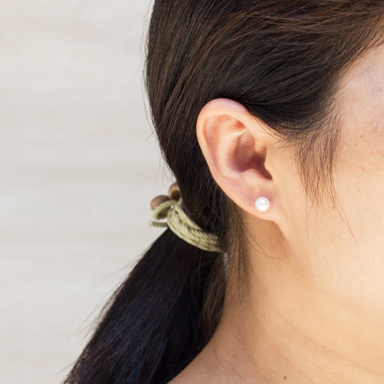 Silver Plated Shell Pearl Earrings - Philip Jones Jewellery