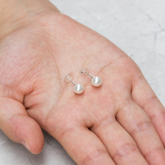 Silver Plated Shell Pearl Earrings - Philip Jones Jewellery