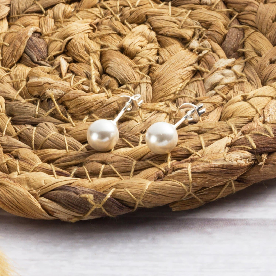 Silver Plated Shell Pearl Earrings - Philip Jones Jewellery