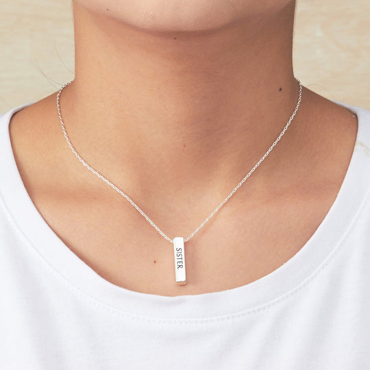 Silver Plated Sister Bar Necklace - Philip Jones Jewellery