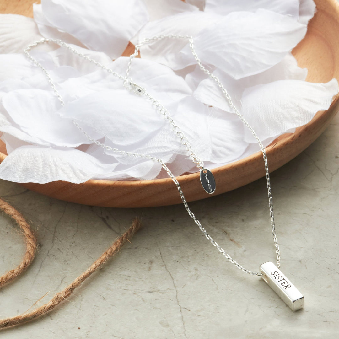 Silver Plated Sister Bar Necklace - Philip Jones Jewellery