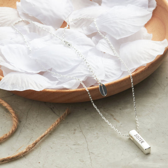 Silver Plated Sister Bar Necklace - Philip Jones Jewellery