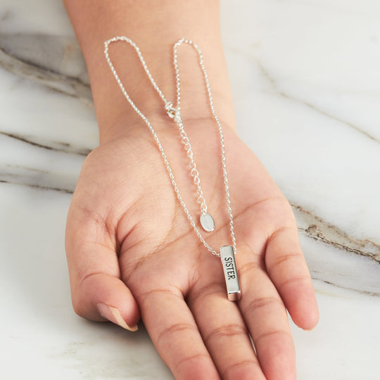 Silver Plated Sister Bar Necklace - Philip Jones Jewellery