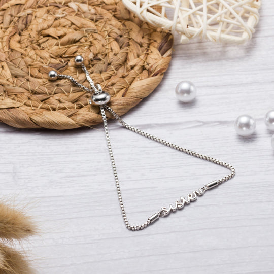 Silver Plated Sister Bracelet Created with Zircondia® Crystals - Philip Jones Jewellery